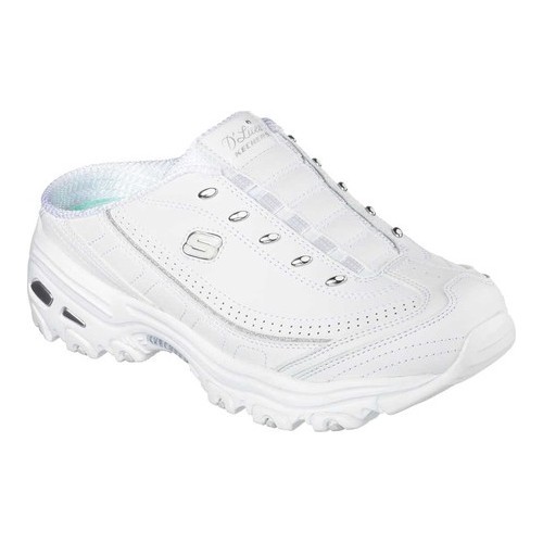 Women's Skechers D'lites Bright Sky Sneaker Clog, Size: 7 M, White/Silver | Shoes.com