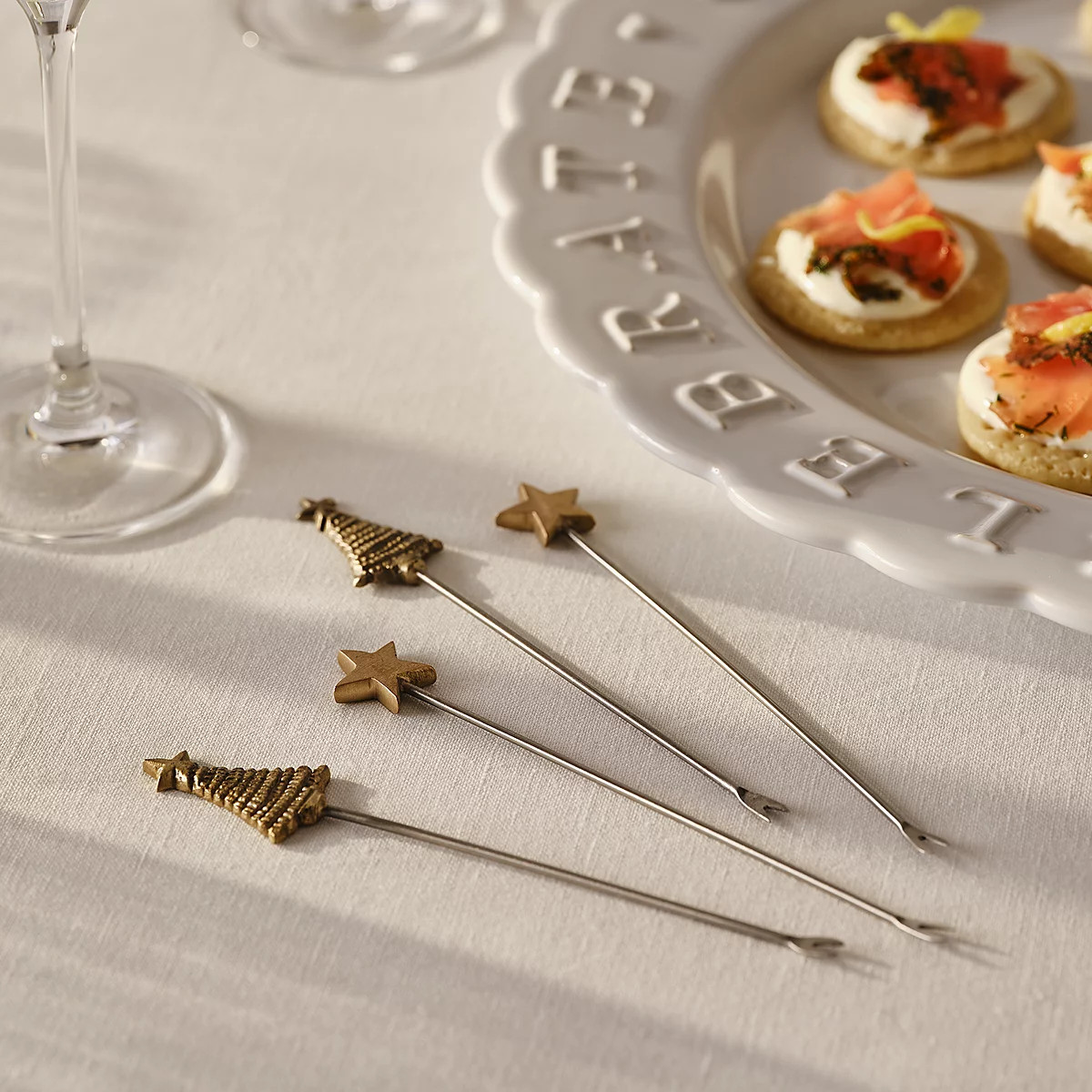 Festive Canapé Forks – Set of 4 | The White Company UK & ROW