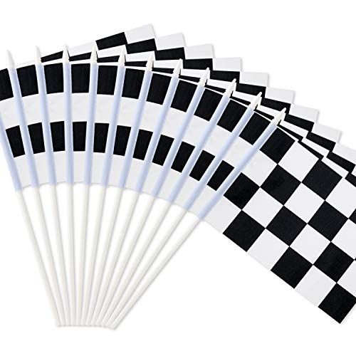 Novelty Place 8"x5.5" Checkered Black and White Racing Stick Flag - Plastic Stick - Decorations for  | Amazon (US)