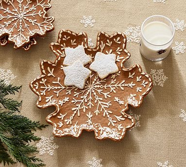 Gingerbread Snowflake Stoneware Platter | Pottery Barn (US)