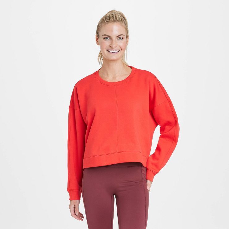 Women's Cotton Fleece Crewneck Cropped Sweatshirt - All in Motion™ | Target