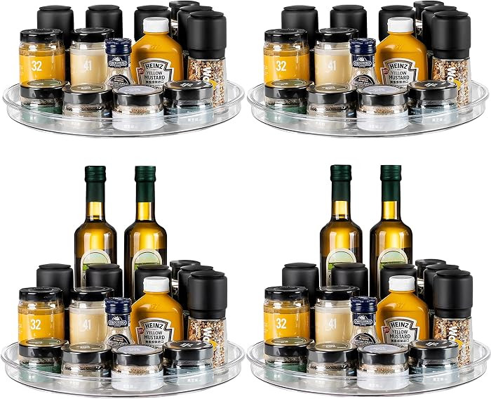 vacane 4 Pack Turntable Organizer Non-Skid, Large 13" Cabinet Lazy Susan Clear Turntable Organize... | Amazon (US)