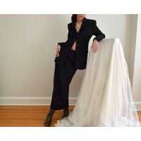 Ralph Lauren Worseted Black Long Line Skirt Suit | Etsy (US)