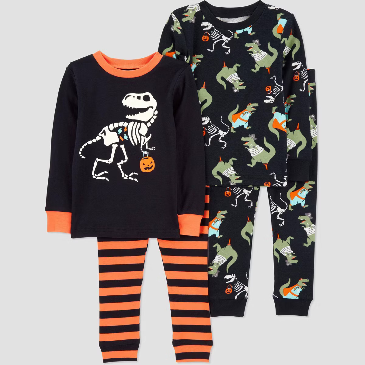 Carter's Just One You® Toddler Boys' 4pc Cotton Long Sleeve Dinosaur Halloween Pajama Set - Blac... | Target