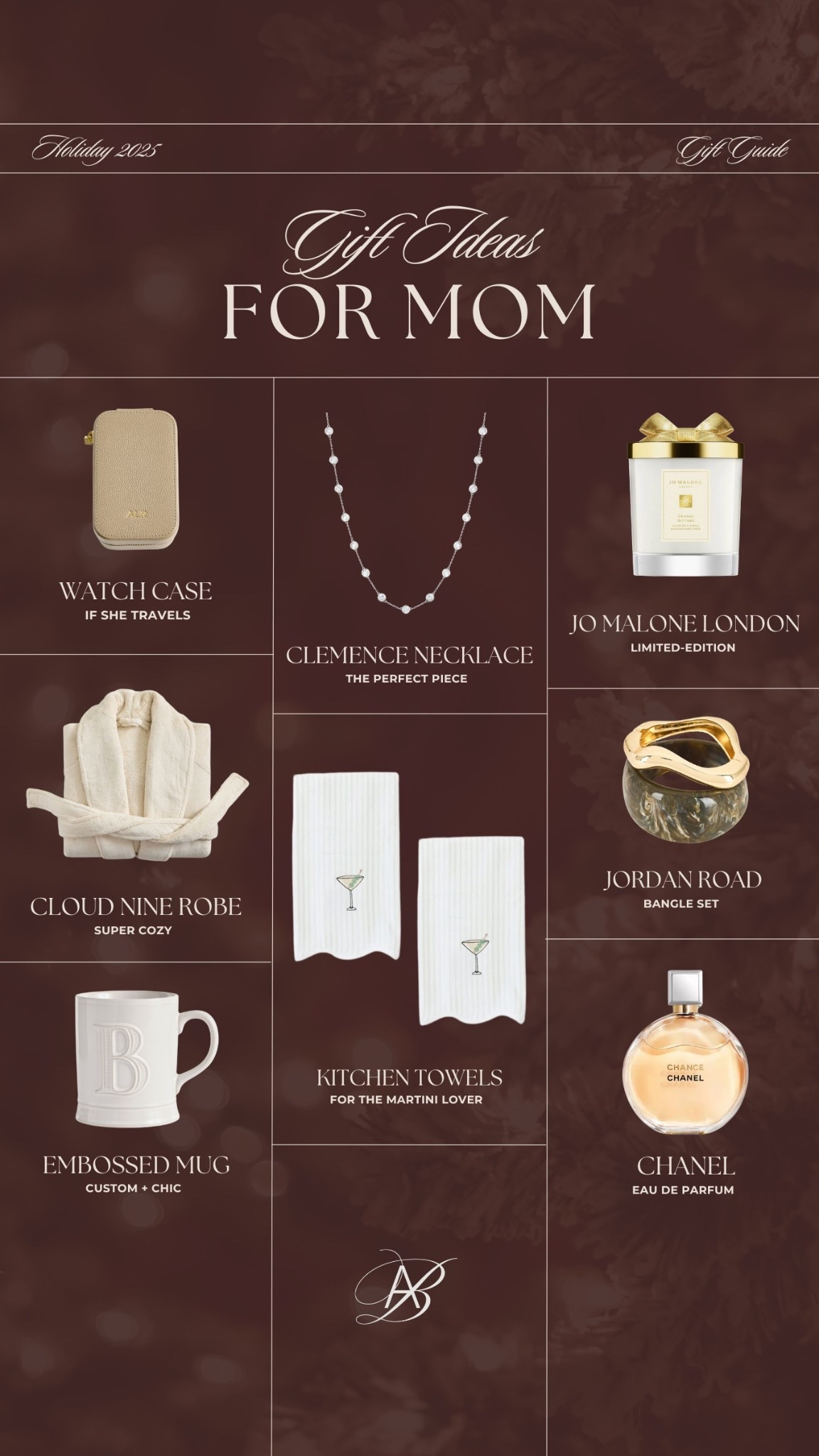 Thoughtful and timeless gifts for mom! 

holiday gift guide, gifts for mom, luxe finds, timeless gifts, cozy elegance, elevated gifting, classic style, chic presents, holiday favorites, gifts for her, 2025 holiday gift ideas for mom, cozy robe, custom mug, Chanel perfume, Jo Malone London candle, Dorsey necklace 

#LTKGiftGuide #LTKBeauty #LTKHoliday
