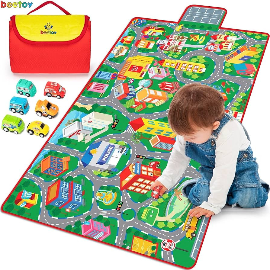 beetoy Car Rug Play Mat, 31.5"X67" Car Mat Toy Car Mat with Roads for Kids Car Play Mats Car Rug ... | Amazon (US)