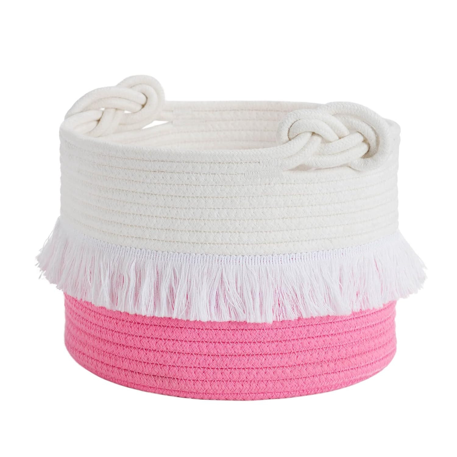 CherryNow Small Rope Basket – 9.5'' x 7'' Pink Decorative Woven Basket for Nursery, Toys, Blank... | Amazon (US)
