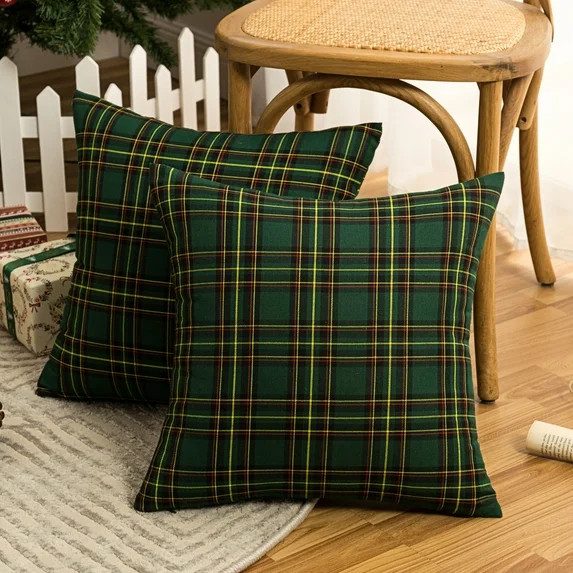 Christmas Plaid Decorative Throw Pillow Covers Scottish Tartan Cushion Case Polyester for Farmhou... | Walmart (US)