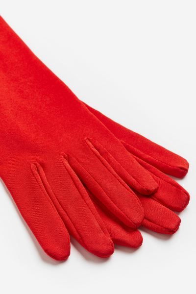 Long Jersey Gloves - Bright red - Ladies | H&M US | H&M (US + CA)