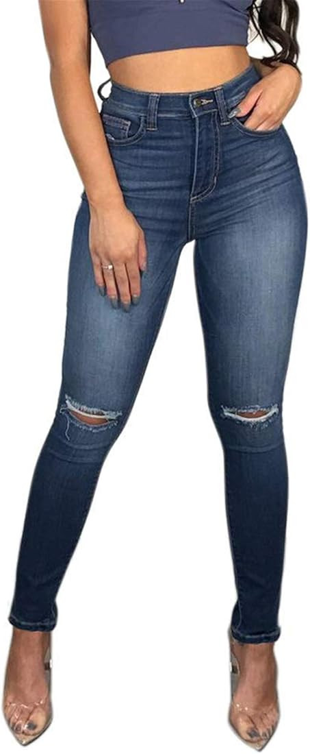 Women's High Waisted Jeans for Women Ripped Skinny Stretch Jeans Distressed Butt Lifting Denim Pa... | Amazon (US)
