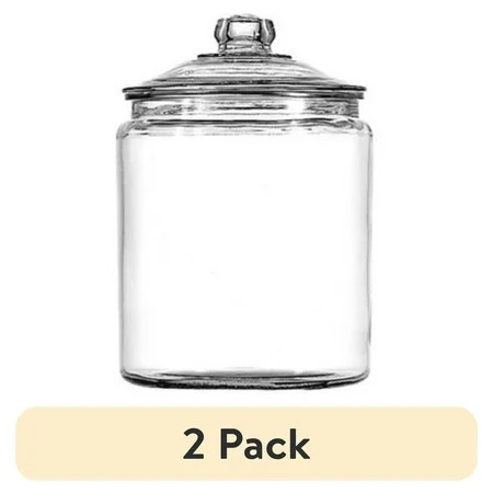 (2 pack) Anchor Hocking Heritage Hill Glass Jar with Lid, 1/2 Gallon, Best Used for Pantry Jar Storage and Display | Walmart (US)