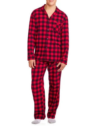 Hanes Men's and Big Men's Cotton Flannel Pajama Set, 2-Piece - Walmart.com | Walmart (US)
