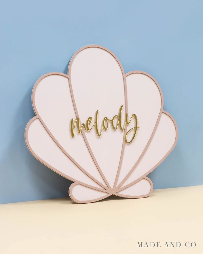 Wooden Seashell Name Sign - Handmade, Hand crafted, Mermaid theme, Birthday Decor, Nursery decor,... | Etsy (US)