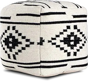 Anji Mountain Square Pouf , 20" x 20" x 20", B&W Plaid | Amazon (US)