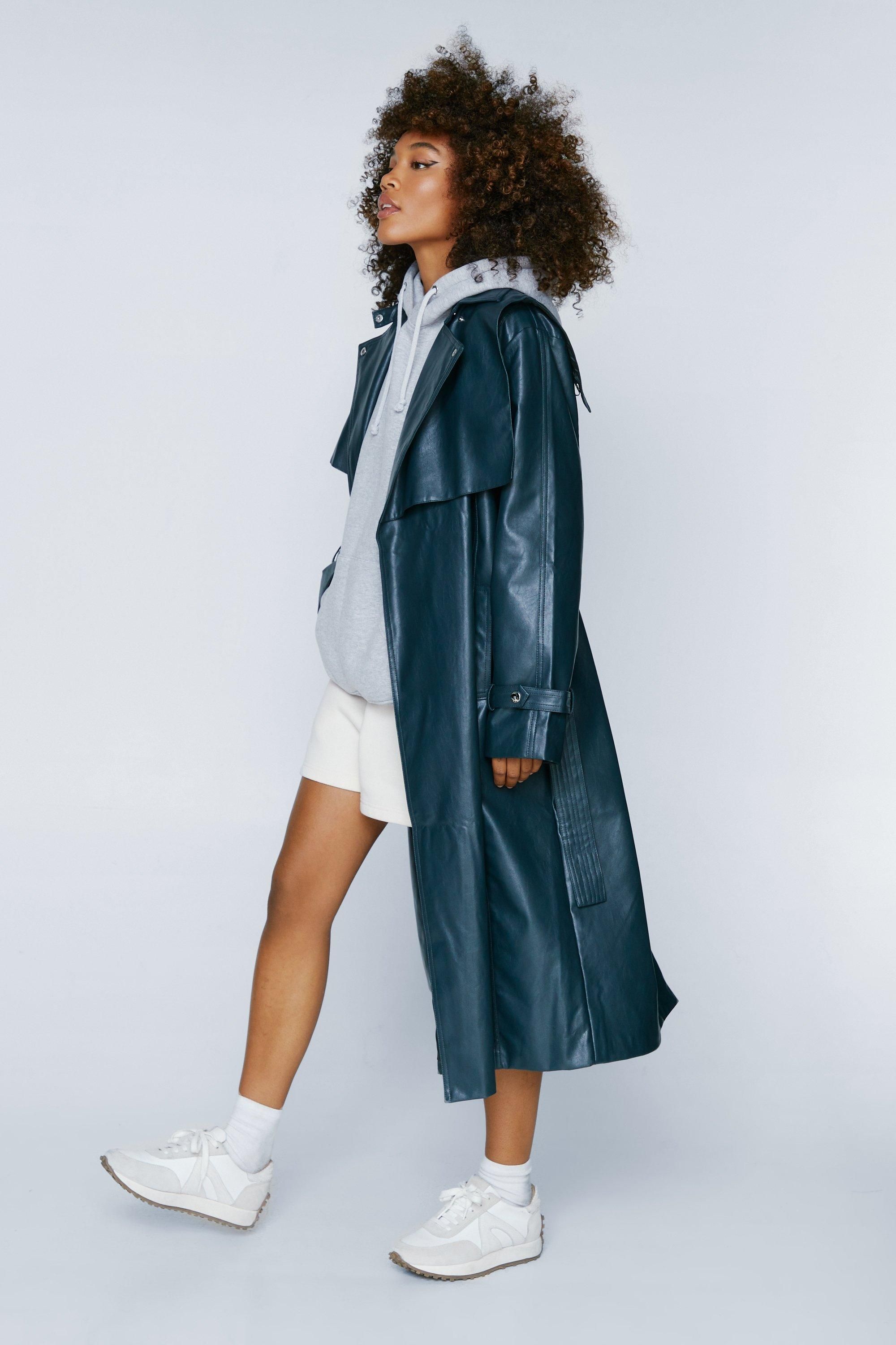Belted Faux Leather Trench Coat | Nasty Gal (US)