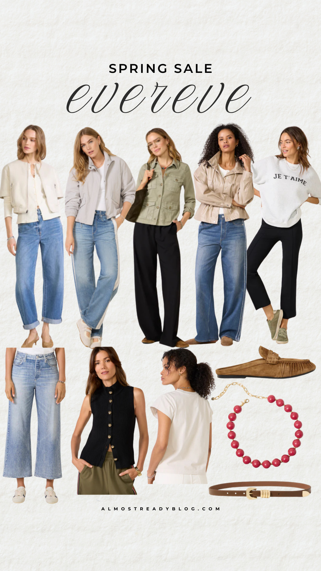 Evereve Spring Sale! I usually wear XS on their tops and jackets - if you get the sweatpant jeans you’ll want to size down! 



Everything is on sale, spring outfit, spring fashion, mules,  jeans, wardrobe staples, amanda west, almost ready blog 

 

#LTKPetite #LTKOver40 #LTKSaleAlert