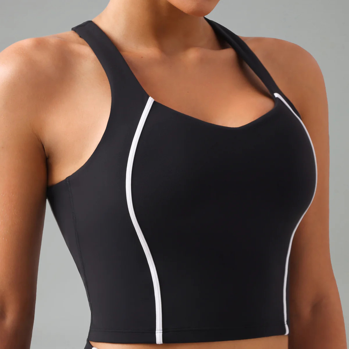 Dreamlux Cropped Racerback Tank Top w/ Contrast Stripes | Colorfulkoala