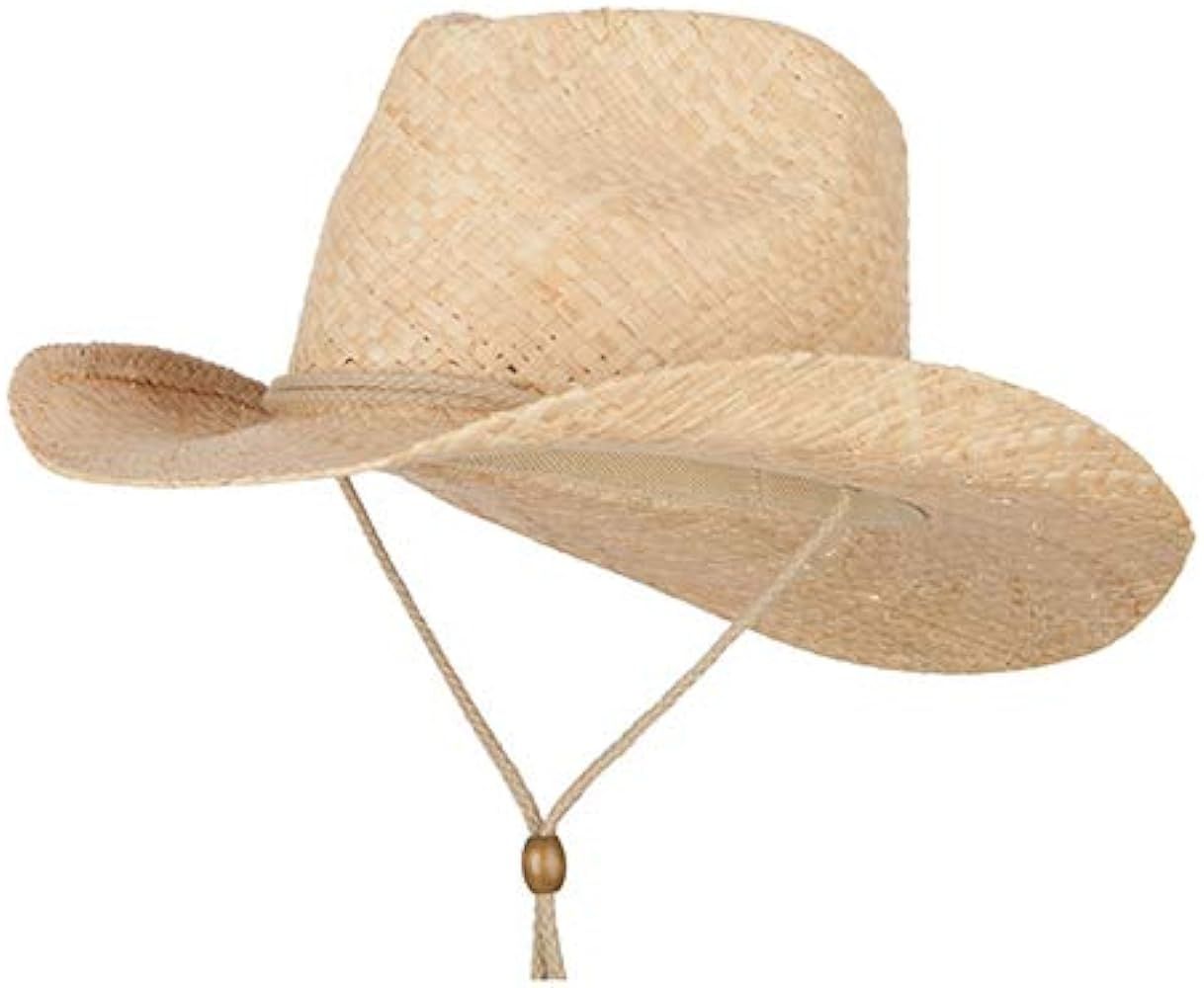e4Hats.com Raffia Straw Outback Style Cowboy Hat with Chin Cord | Amazon (US)