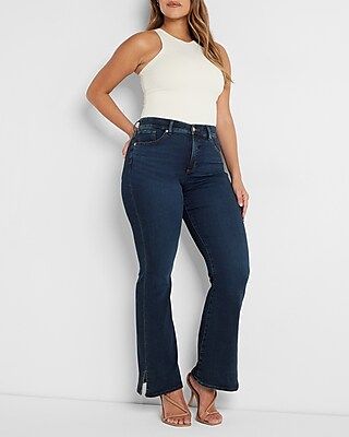 High Waisted Dark Wash Flare Jeans | Express