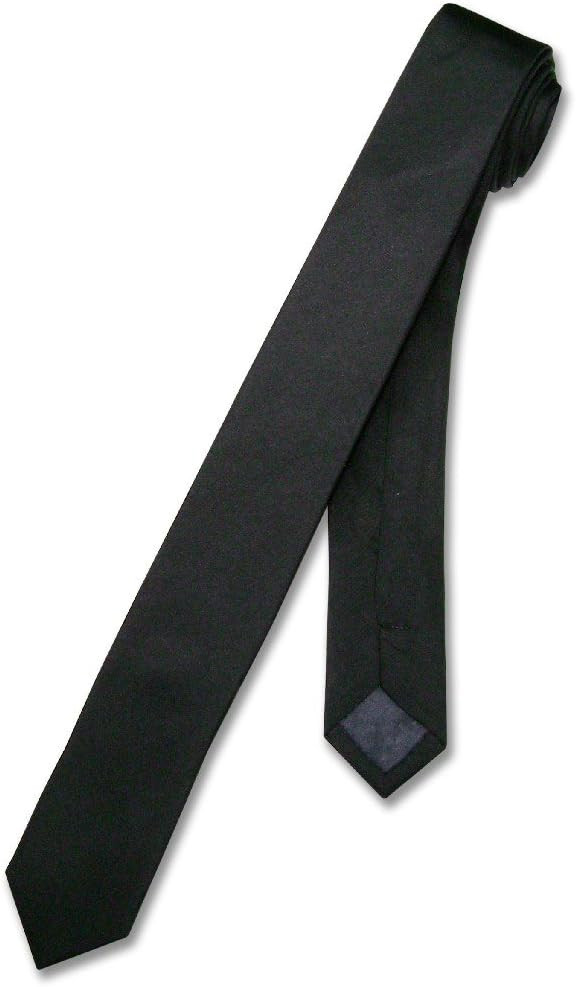 100% SILK Narrow NeckTie EXTRA Skinny BLACK Color Men's Thin 1.5" Neck Tie | Amazon (US)