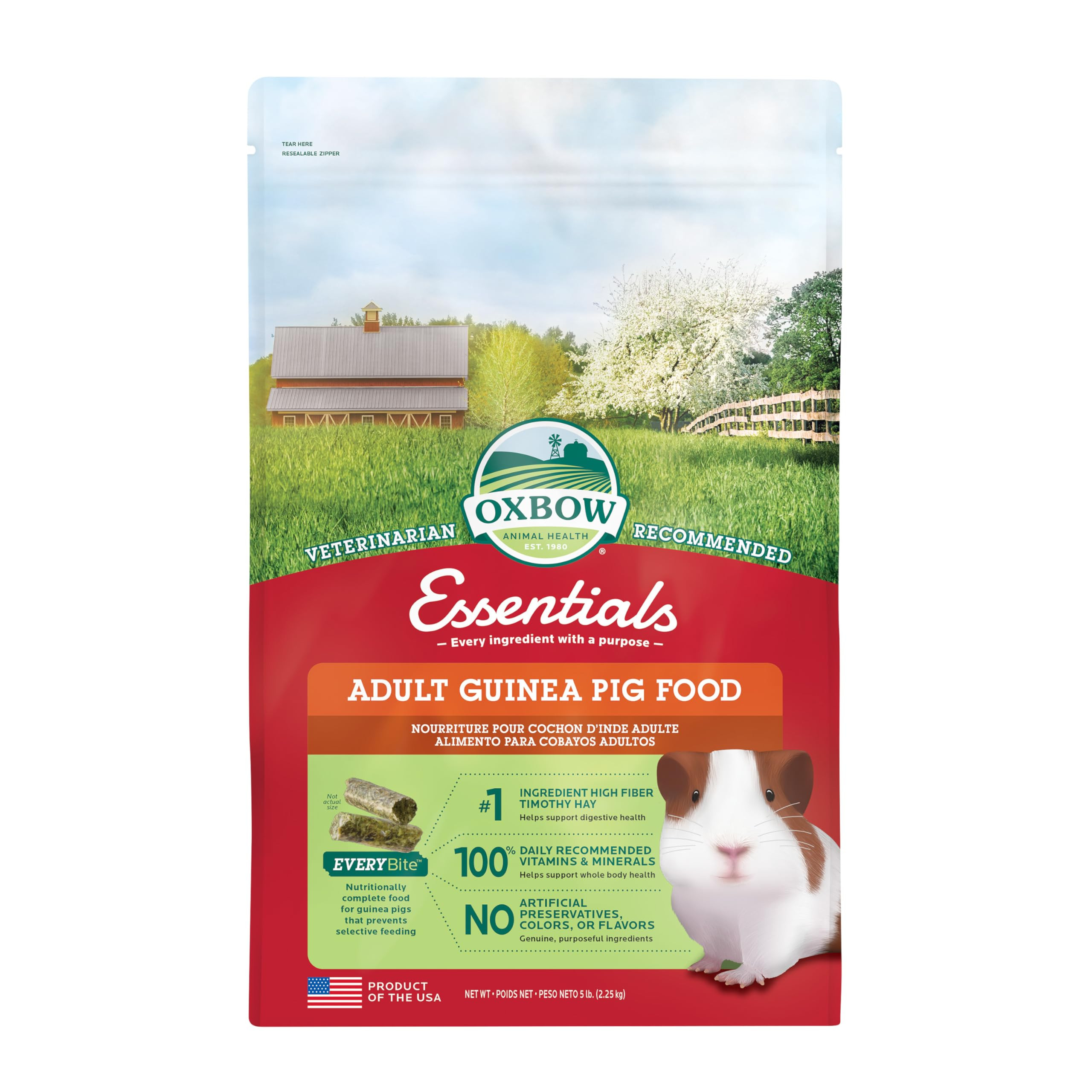 Oxbow Essentials Guinea Pig Food, Adult Guinea Pig, Made with Oxbow Timothy Hay, Pet Food Pellets... | Amazon (US)