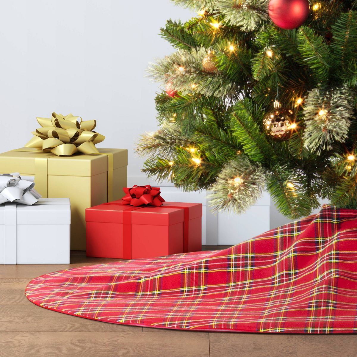 48" Holiday Plaid Christmas Tree Skirt Red - Wondershop™ | Target