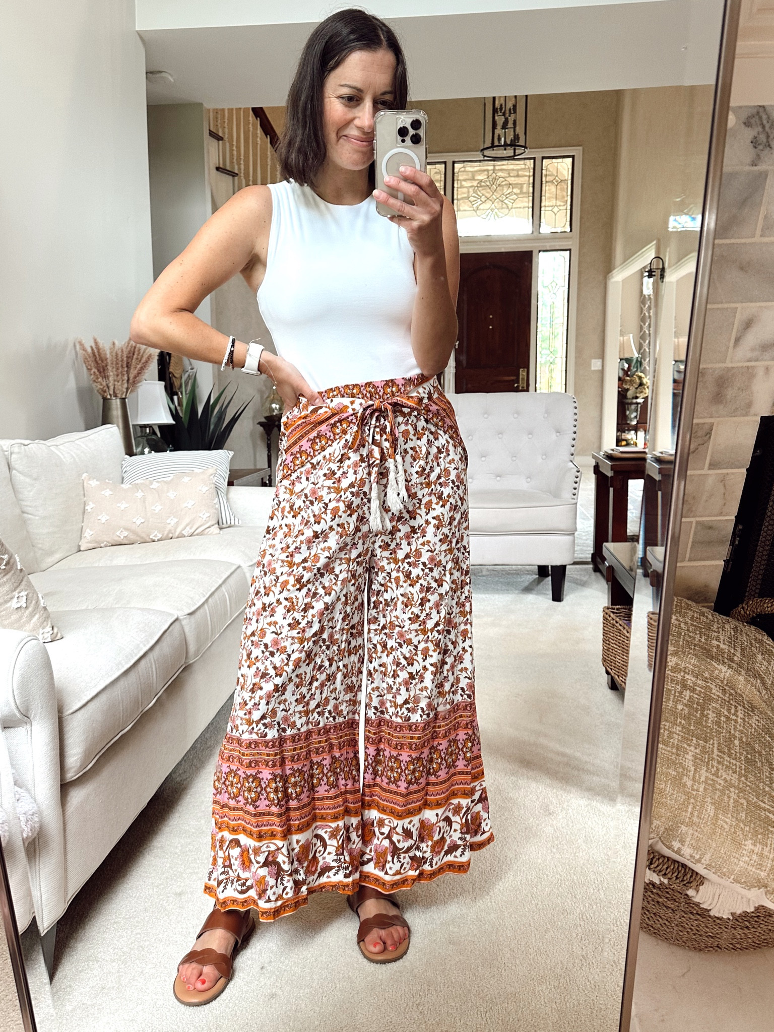 Amazon summer outfit - wide leg pants (run true to size - wearing a small), high neck bodysuit (true to size wearing a small), Walmart sandals (true to size)

Date night outfit, girl’s night outfit

#LTKFind #LTKunder50 #LTKstyletip