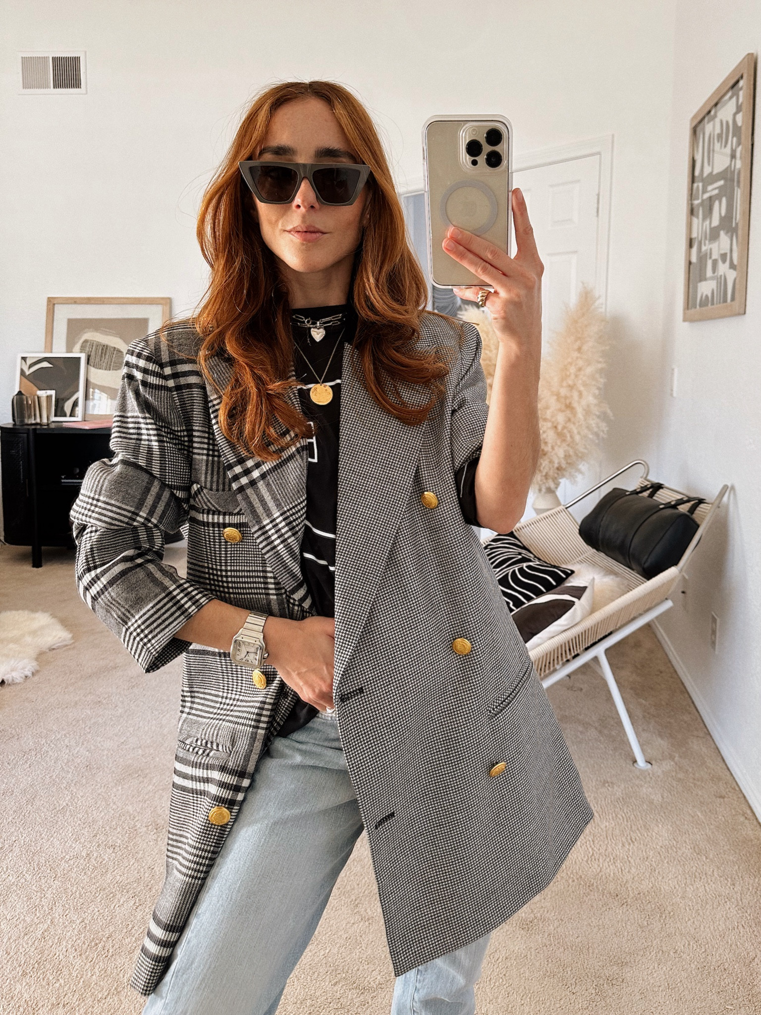 A mixed pattern structured oversized blazer is a statement all on its own and a playful twist on workwear. This Ronny Kobo blazer is no longer available but I found a very similar option along with other mixed print blazers.

Style Tip: Make it weekend off duty cool by adding slouchy light wash denim and metallic sneakers!



#LTKshoecrush #LTKstyletip #LTKworkwear