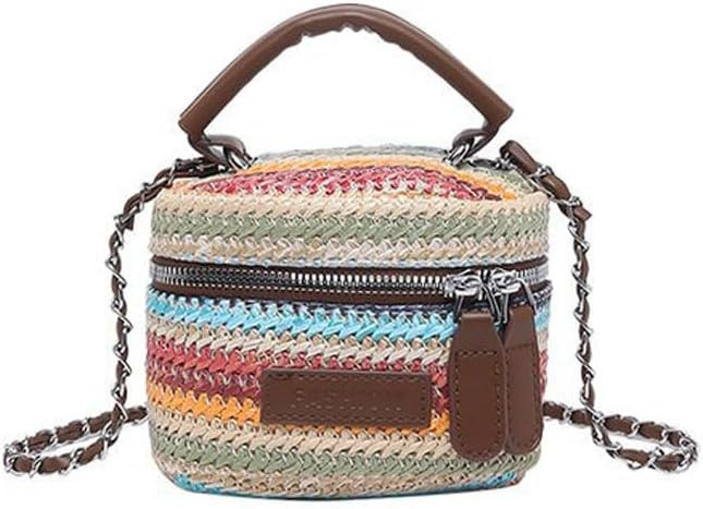 Gogobear Women's Colorful Straw Crossbody Bag with Chain Strap | Stylish Versatile Handbags, Boho... | Amazon (US)