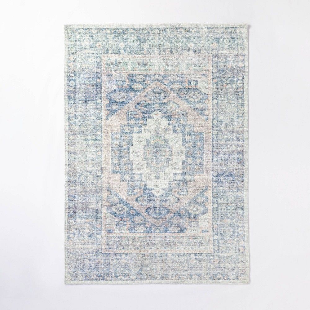 5'x7' Brighton Distressed Vintage Persian Style Rug Light Blue - Threshold designed with Studio McGe | Target