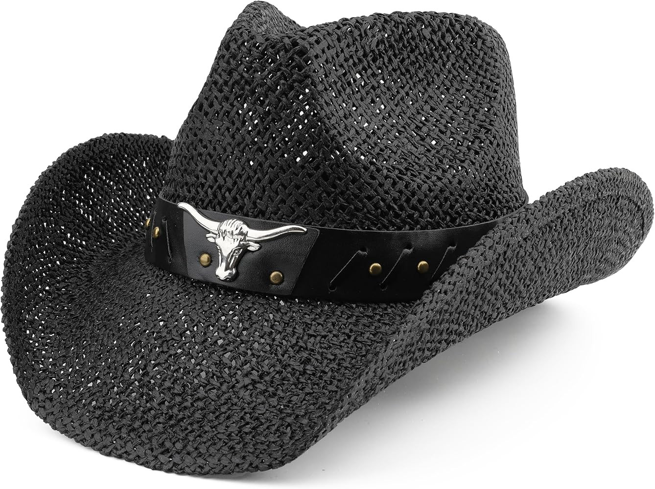 Straw Cowboy Hat for Women Men Sun Beach Western Cowgirl Hat | Amazon (US)