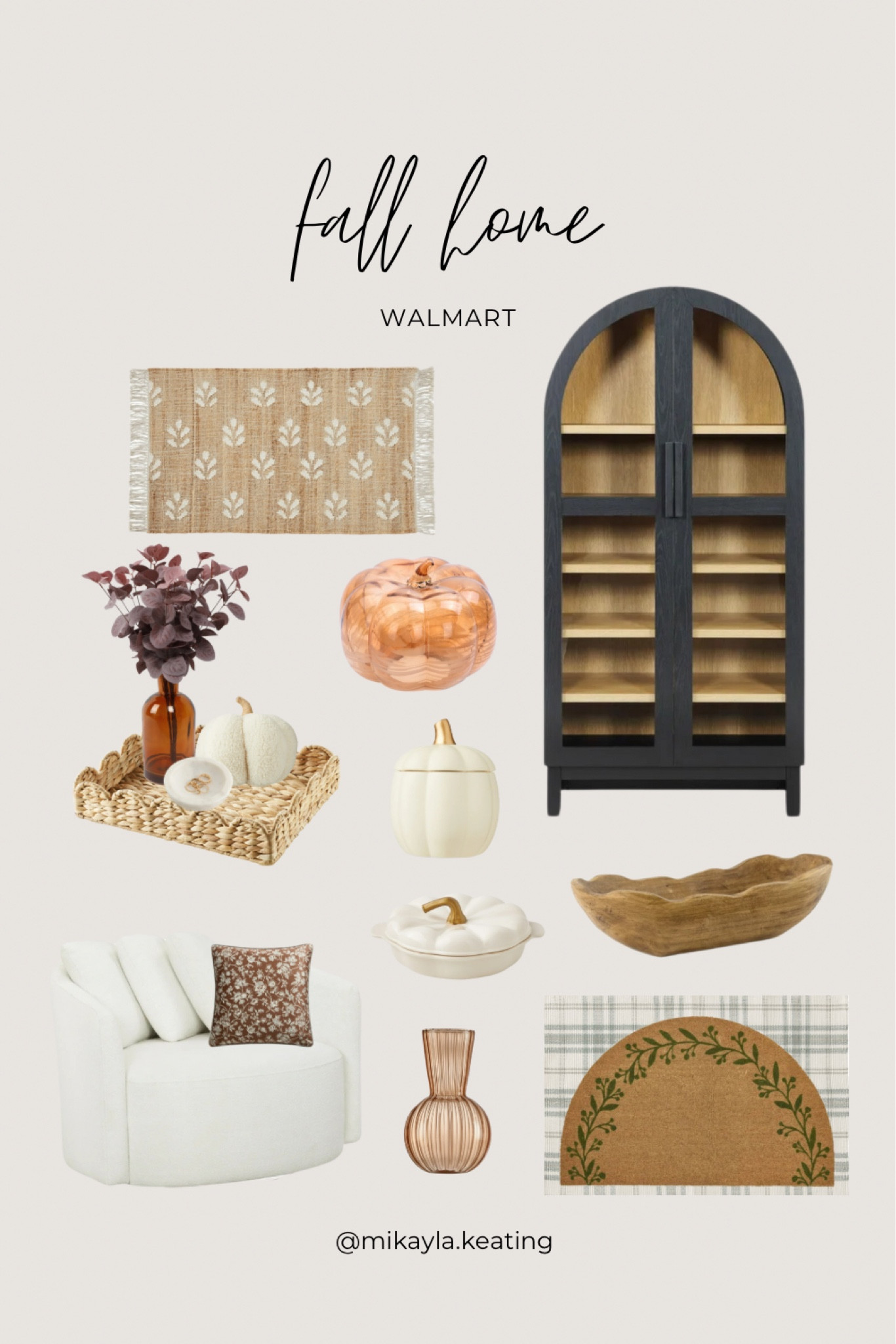 Fall Home with #Walmart 
Warm neutrals and earth tones. Designer look for less! 

Cabinet, accent chair, pumpkin, pillow, basket, vase, botanicals, dish, door mat, rug, tray

#LTKStyleTip #LTKHome #LTKSeasonal