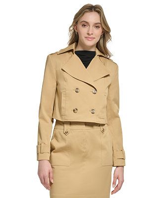 Women's X-Fit Cropped Double-Breasted Trench Jacket | Macys (US)