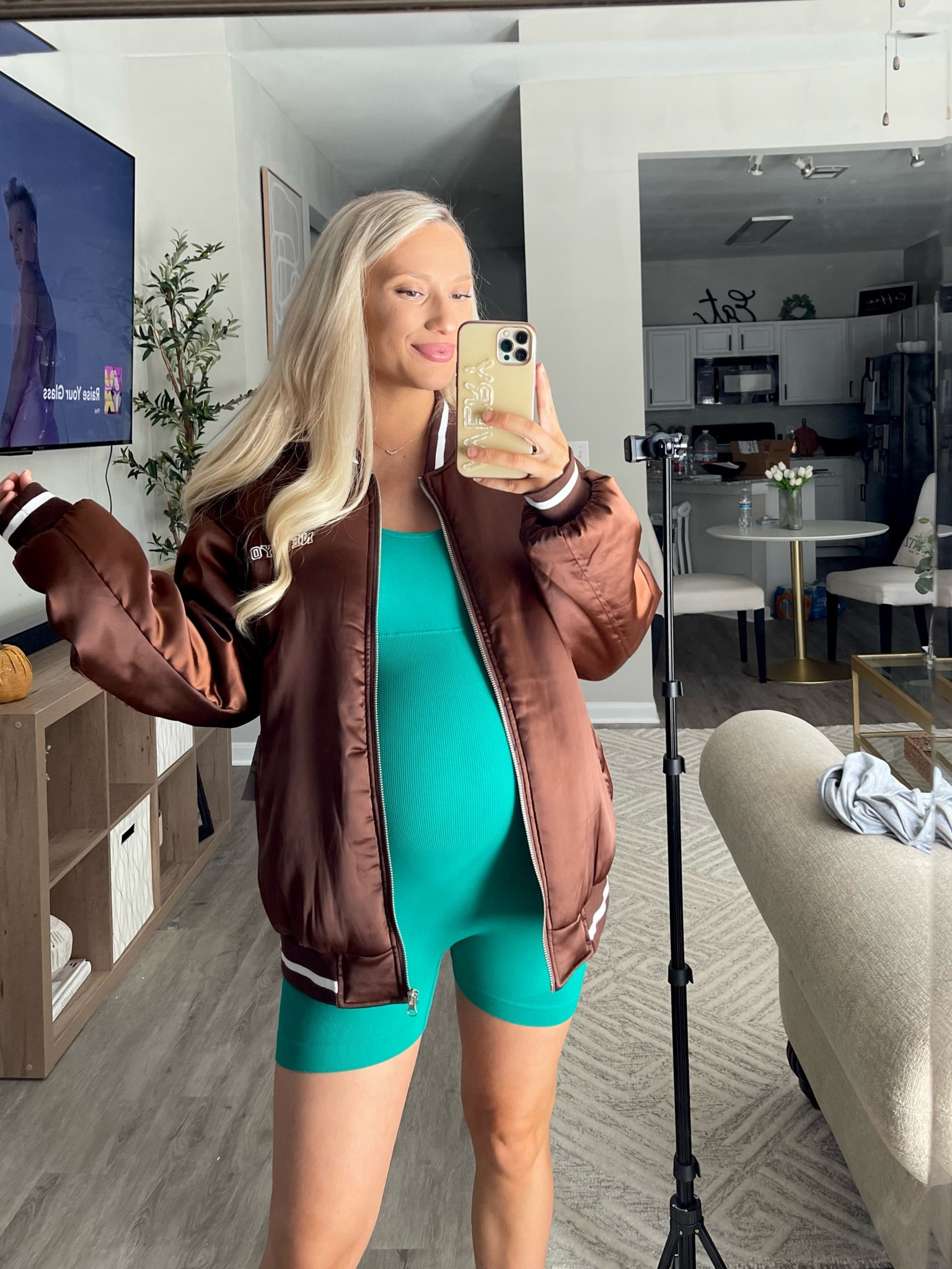 Bump friendly Amazon  outfits under $25 // Romper: wearing size L  //  Bomber Jacket: size L 

#LTKbump #LTKfindsunder50