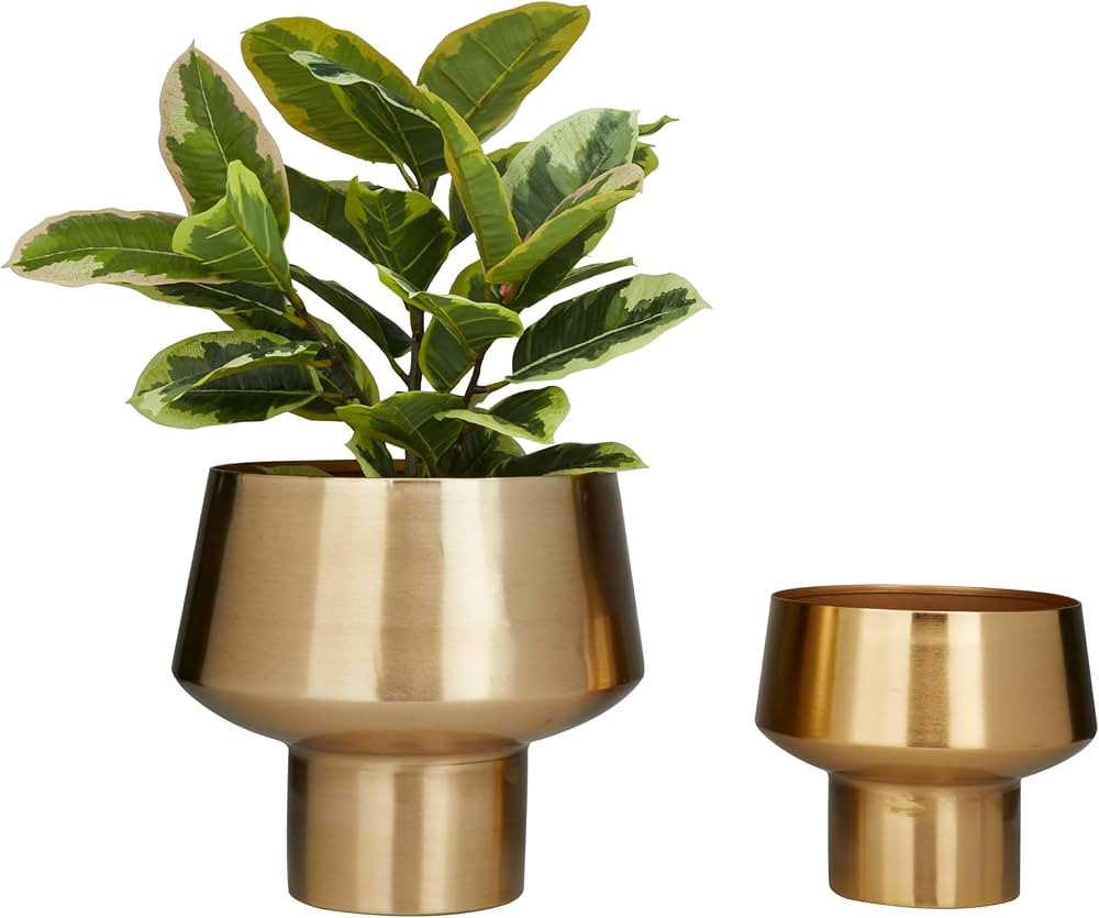 Deco 79 Metal Indoor Outdoor Planter Small Planter Pot, Set of 2 Planters 11", 8"H, Gold | Amazon (US)