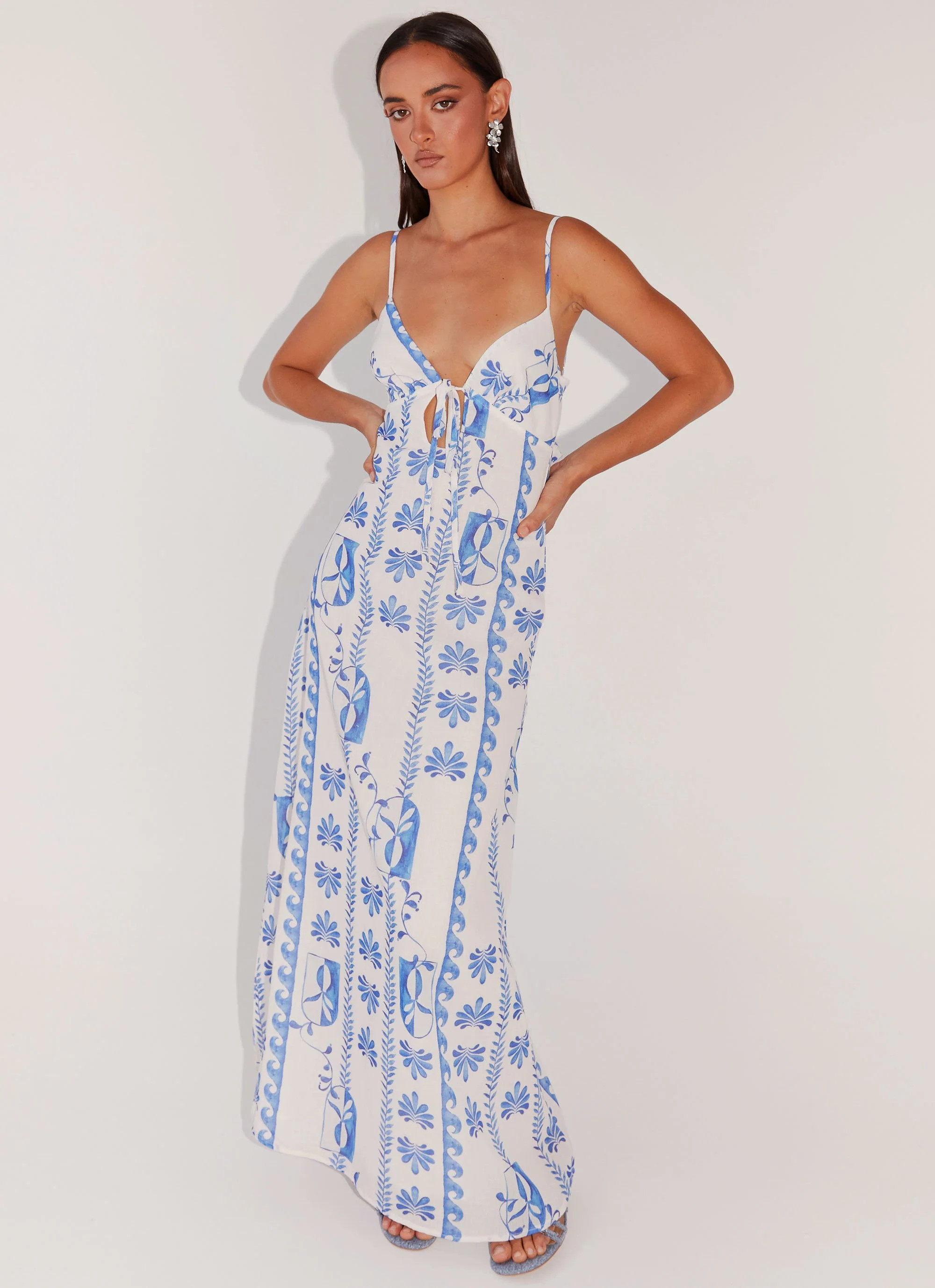 Flora Linen Maxi Dress - Floral Wave | Peppermayo (Global)