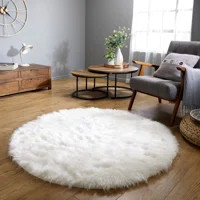 Haja Fluffy Faux Sheepskin Fur Shag Area Rug in White | Wayfair North America