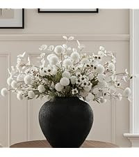 White Rustic Large Round Vase for Table Centerpieces 11 inches, Arina Vase, Earthy Stone Look, Te... | Amazon (US)