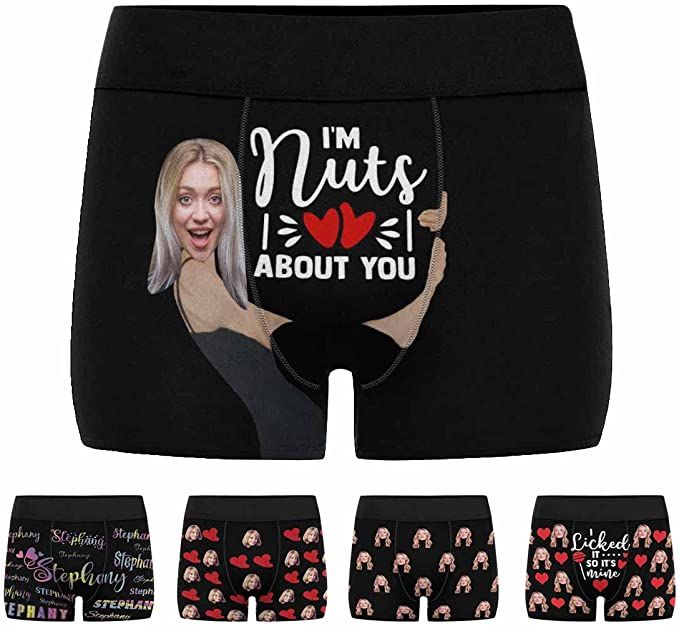 Custom Men's Funny Face I Love You Valentine's Day Boxer Shorts Novelty Briefs Underpants Printed... | Amazon (US)