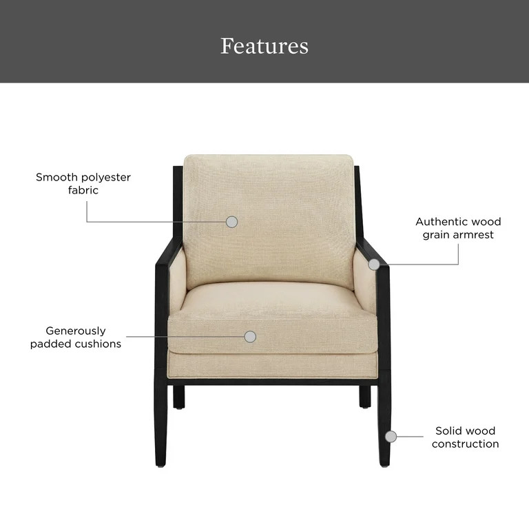 Better Homes & Gardens Windsor Linen Accent Chair, Espresso Wood - Walmart.com | Walmart (US)