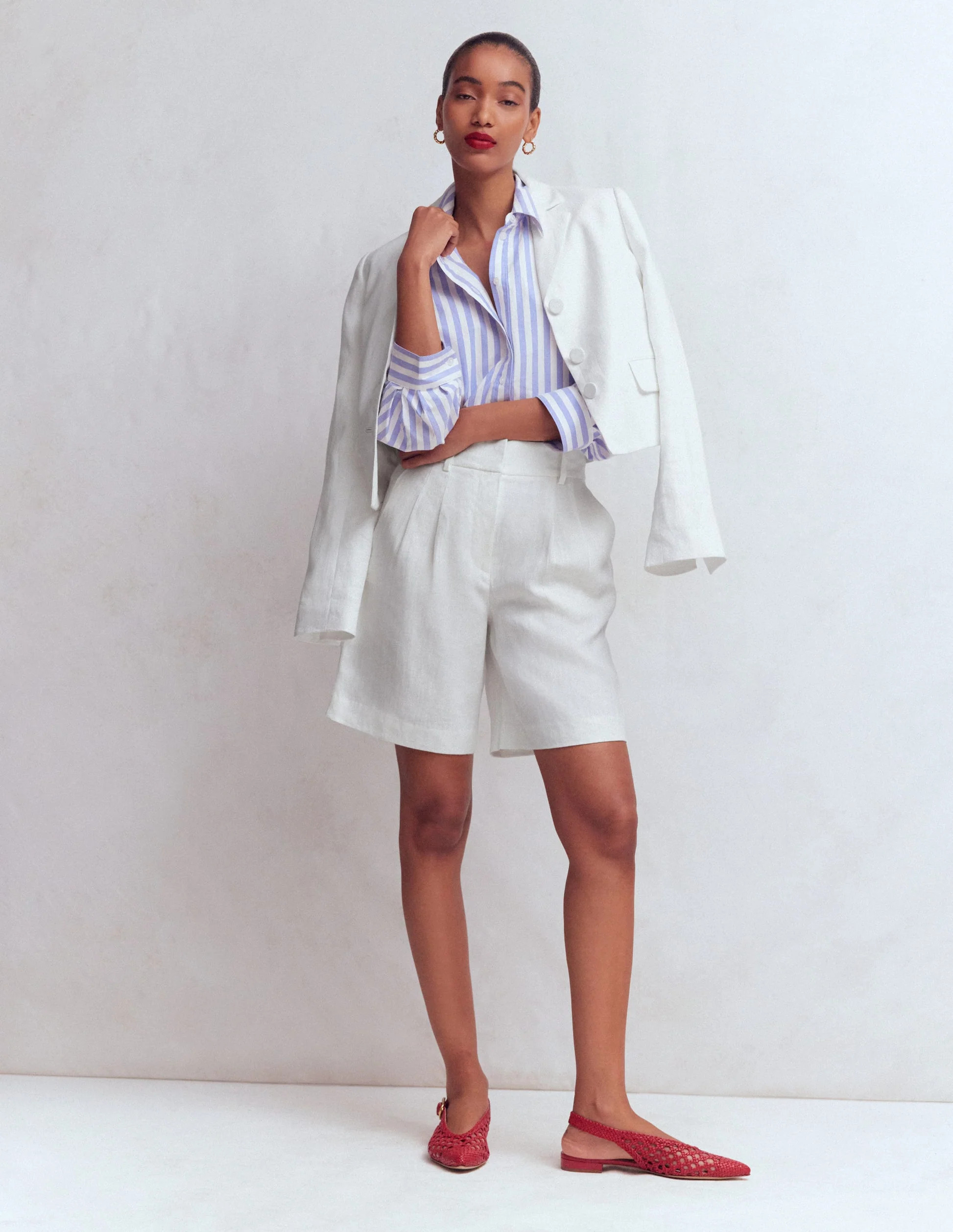 Kensington Linen Shorts-White | Boden (US)