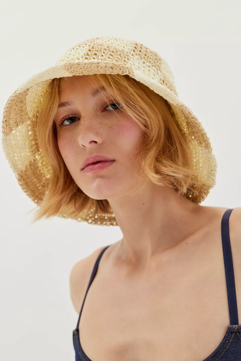 Checkered Straw Bucket Hat | Urban Outfitters (US and RoW)