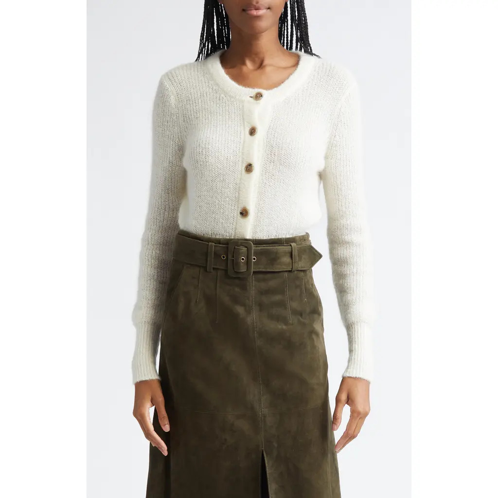 Veronica Beard Gilmour Crop Cardigan in Dove at Nordstrom, Size Large | Nordstrom