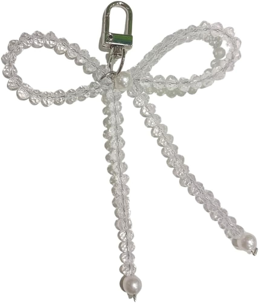 Silver Heart Pearl Bow Keychain Y2k Bowknot Keyring Sweet Bag Car Keys Charms Accessories for Wom... | Amazon (US)