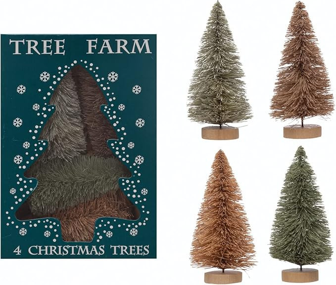 Creative Co-Op Sisal Bottle Brush Trees with wood Base, Multicolor, Boxed Set of 4 | Amazon (US)