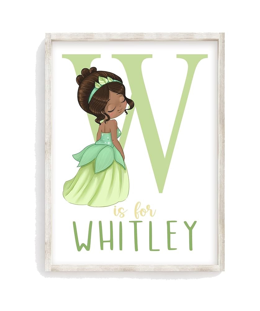 Watercolor Tiana Little Girl Princess Personalized Fairytale Nursery Unframed Print | Amazon (US)