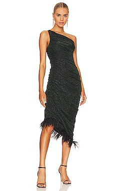 SAYLOR Hilaria Midi Dress in Black & Emerald from Revolve.com | Revolve Clothing (Global)