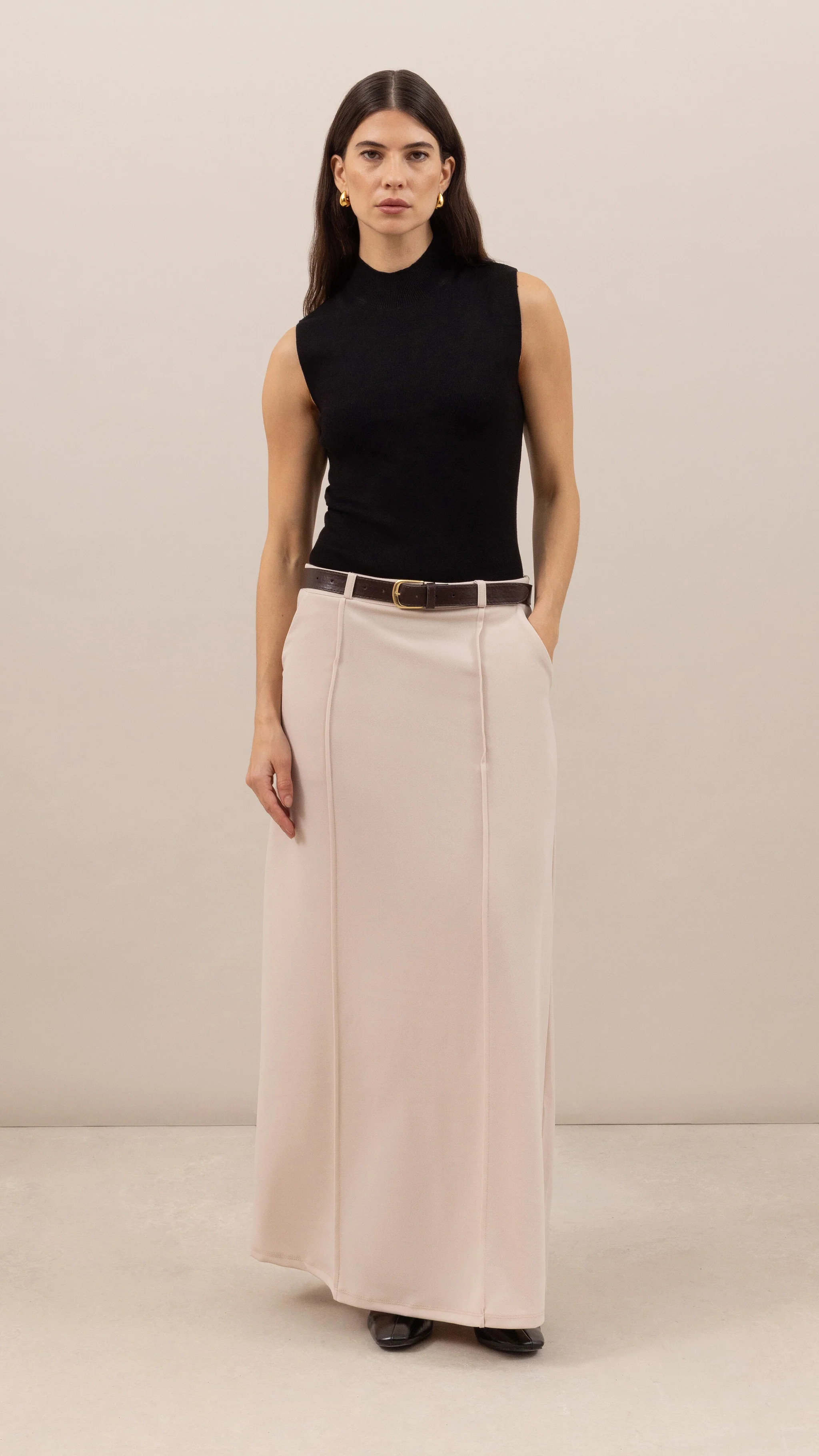 Maren skirt with belt - Stone | Charli