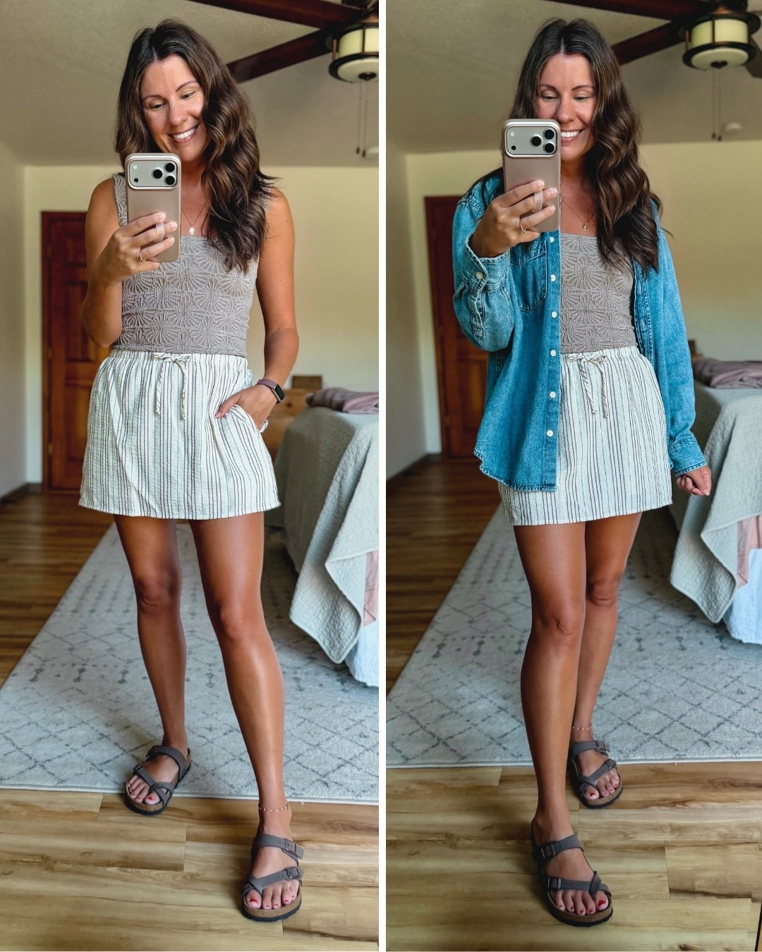 small in my tank, xs in my denim shirt, xs in my skort and 36 in my sandals🤎

#LTKSeasonal #LTKmomlife #LTKPetite
