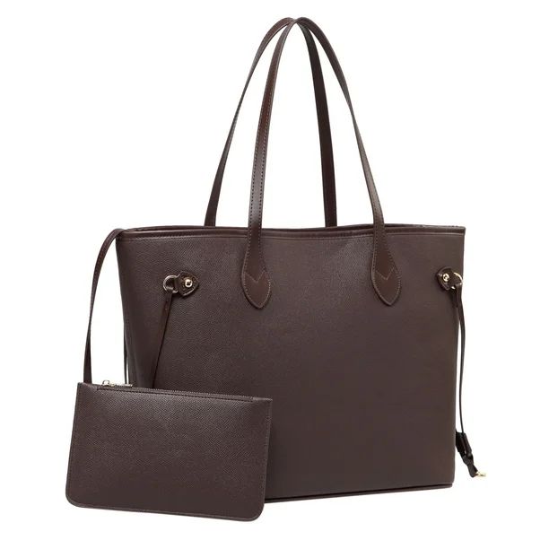 Daisy Rose Tote Shoulder Bag with inner pouch - PU Vegan Leather-Brown | Walmart (US)
